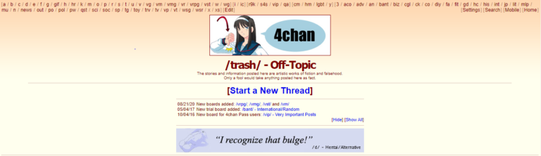 Exploring the Diversity of 4chan's "/trash/" Board: A Haven for Off-Topic Conversations
